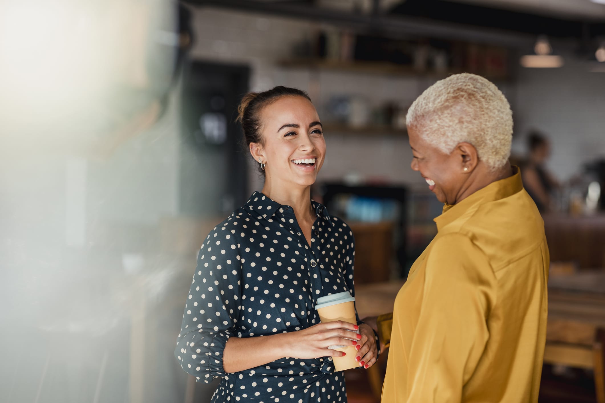 Foreign language exchange between two women